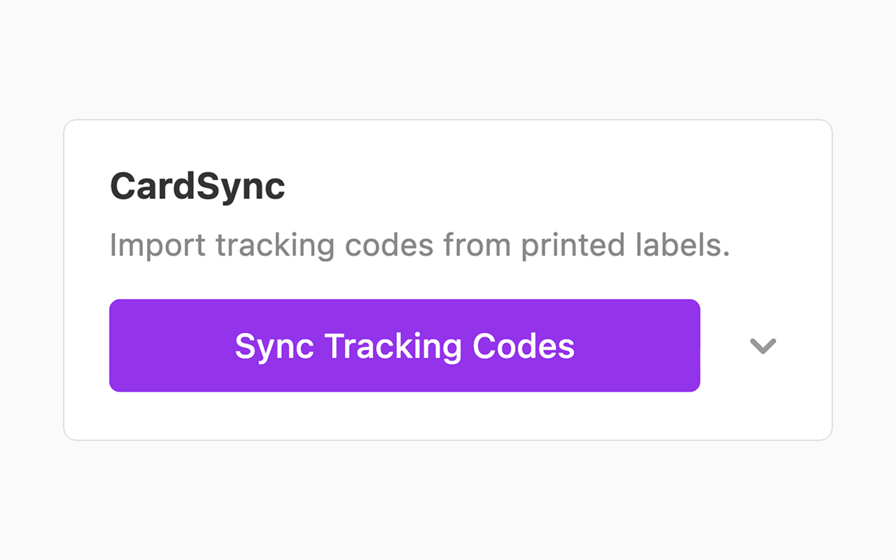 CardSync widget with Sync Tracking Codes button on shipping provider page